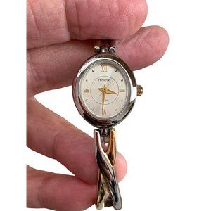 Armitron Now Watch Women Silver Gold Dual Tone Oval Case Dial Needs Battery6-3/4